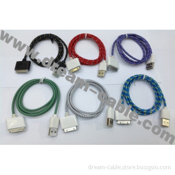 Hot Selling Fabric Braided USB Cable for iPhone 4 (YTX213)